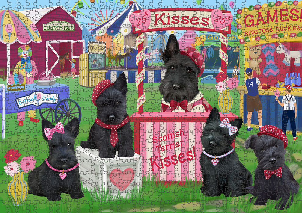 Carnival Kissing Booth Scottish Terriers Dog Puzzle with Photo Tin PUZL91896