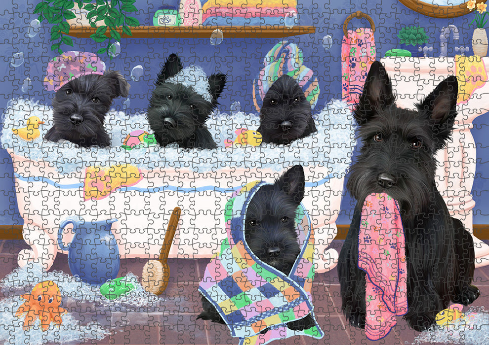 Rub A Dub Dogs In A Tub Scottish Terriers Dog Puzzle with Photo Tin PUZL95480