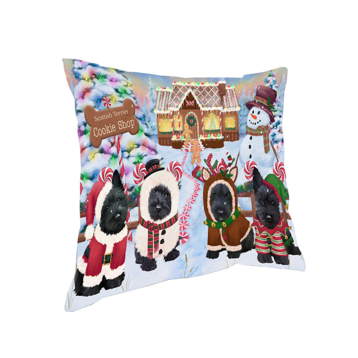Holiday Gingerbread Cookie Shop Scottish Terriers Dog Pillow PIL80760