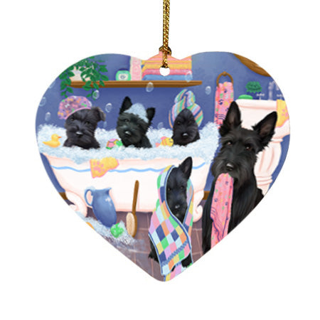 Rub A Dub Dogs In A Tub Scottish Terriers Dog Heart Christmas Ornament HPOR57176