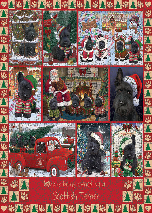 Love is Being Owned Christmas Scottish Terrier Dogs Puzzle with Photo Tin PUZL99488