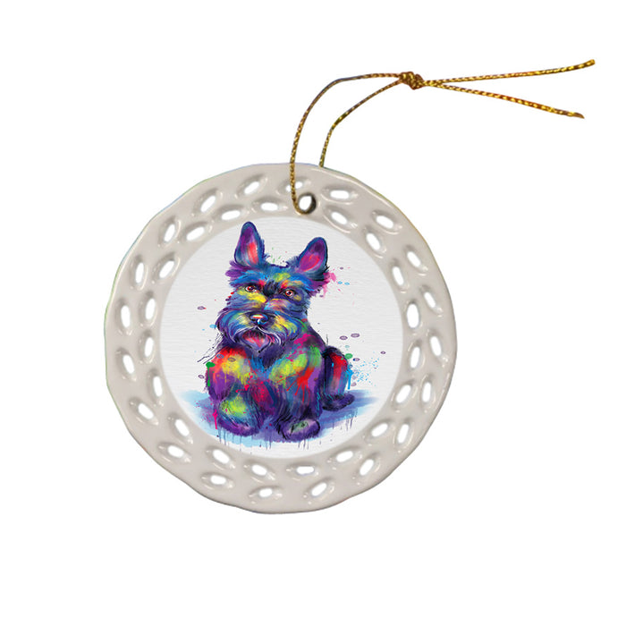 Watercolor Scottish Terrier Dog Ceramic Doily Ornament DPOR57397