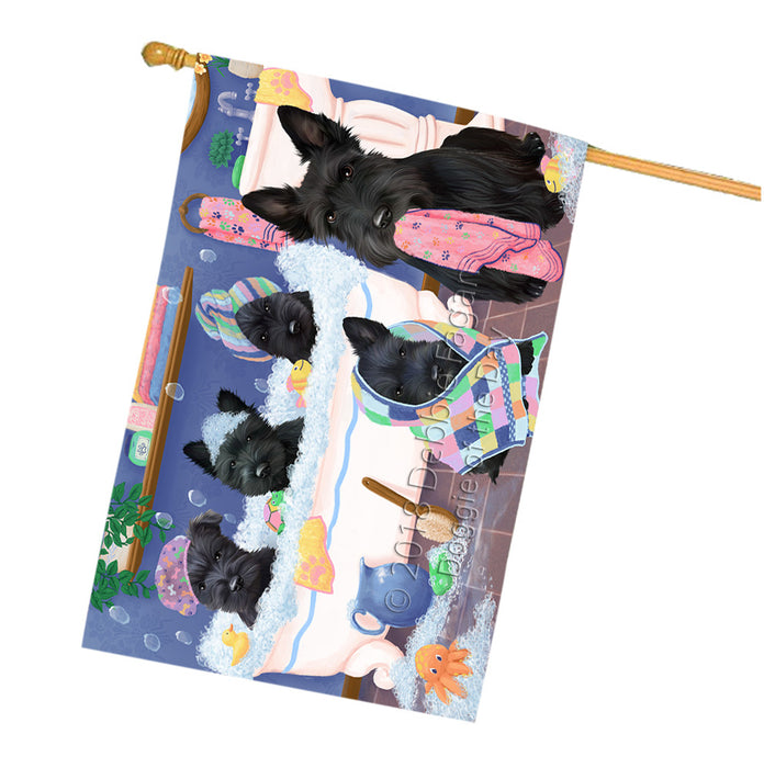 Rub A Dub Dogs In A Tub Scottish Terriers Dog House Flag FLG57504