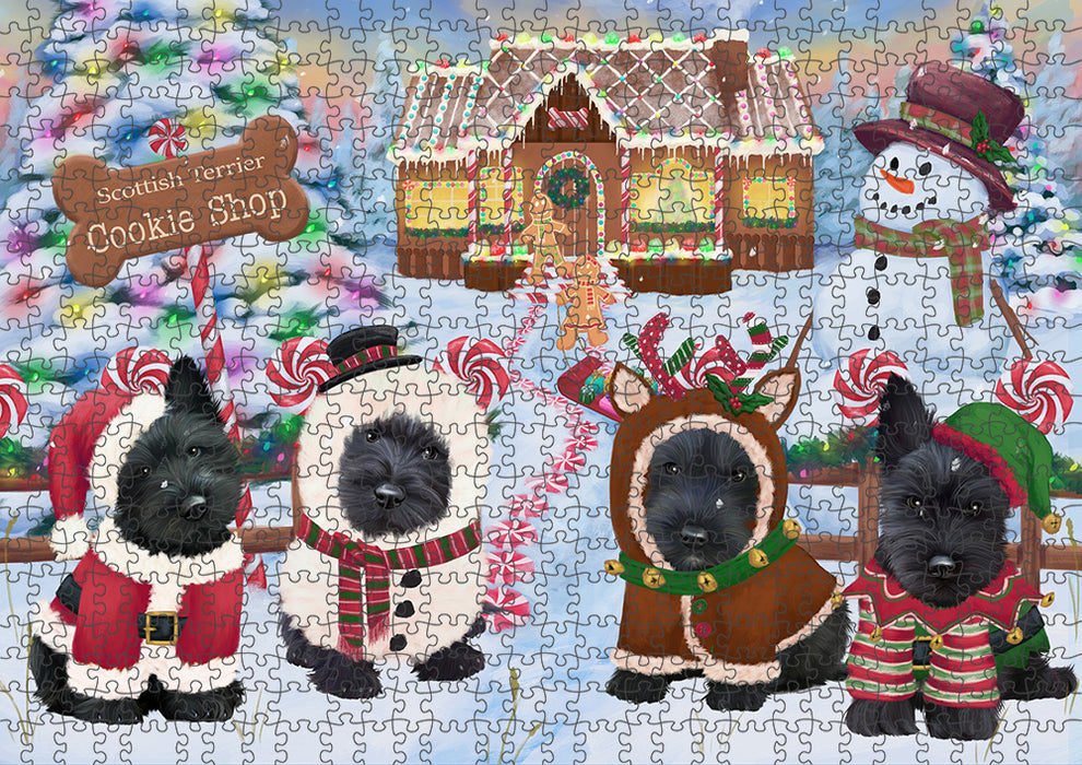 Holiday Gingerbread Cookie Shop Scottish Terriers Dog Puzzle  PUZL94668