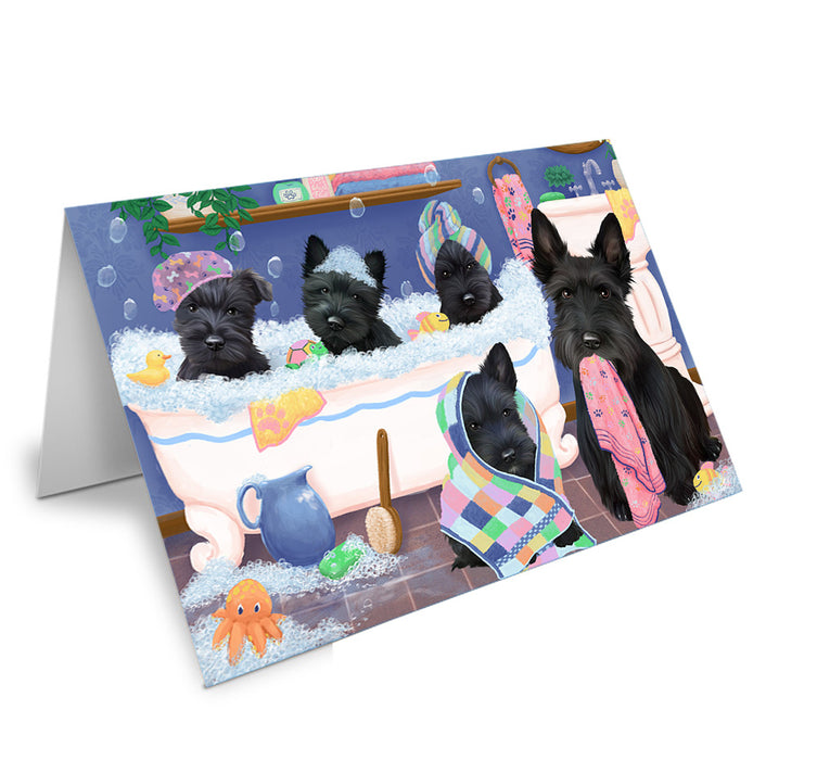 Rub A Dub Dogs In A Tub Scottish Terriers Dog Handmade Artwork Assorted Pets Greeting Cards and Note Cards with Envelopes for All Occasions and Holiday Seasons GCD74975
