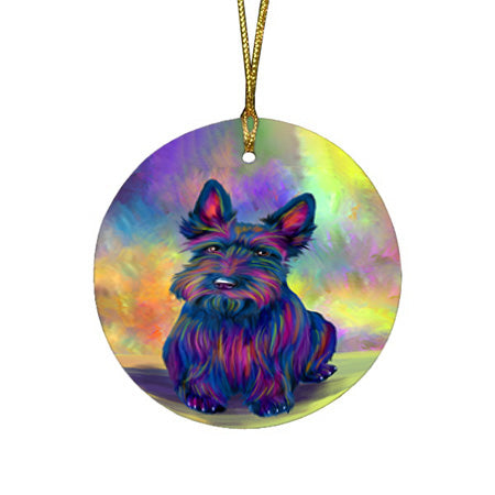 Paradise Wave Scottish Terrier Dog Round Flat Christmas Ornament RFPOR57089