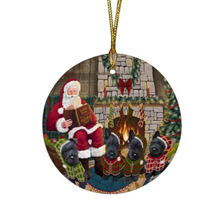 Christmas Cozy Holiday Tails Scottish Terriers Dog Round Flat Christmas Ornament RFPOR55742