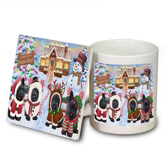 Holiday Gingerbread Cookie Shop Scottish Terriers Dog Mug and Coaster Set MUC56609