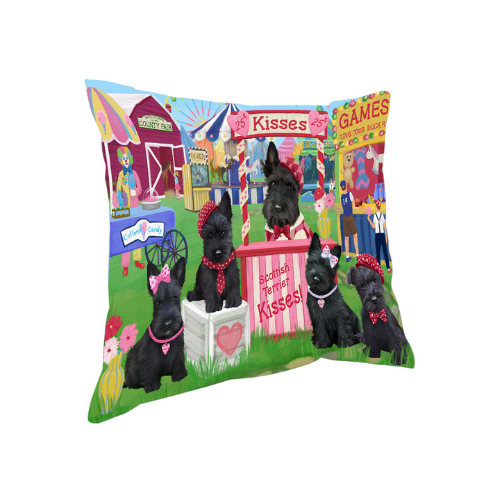 Carnival Kissing Booth Scottish Terriers Dog Pillow PIL77984