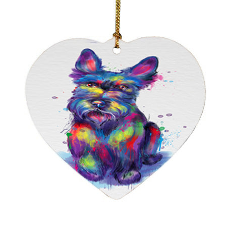 Watercolor Scottish Terrier Dog Heart Christmas Ornament HPOR57397