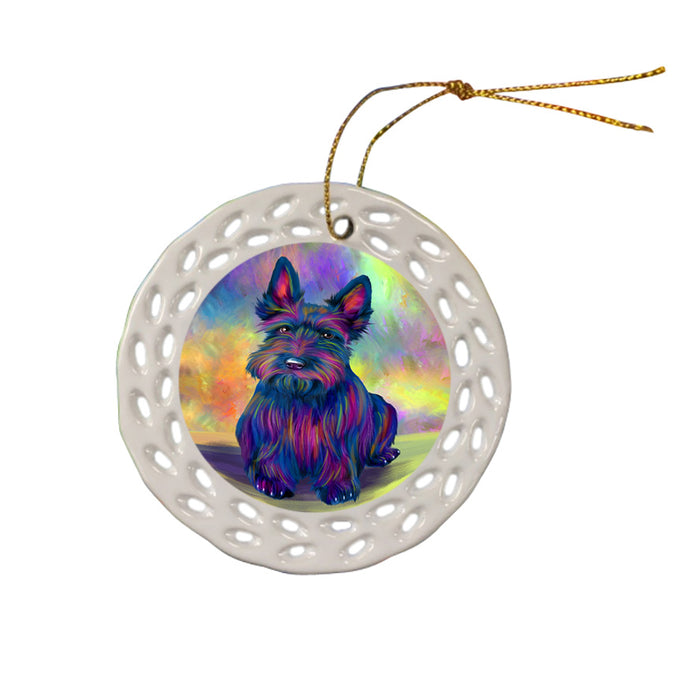Paradise Wave Scottish Terrier Dog Ceramic Doily Ornament DPOR57089