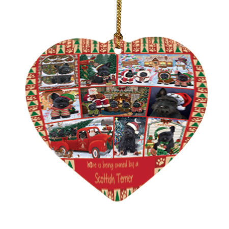 Love is Being Owned Christmas Scottish Terrier Dogs Heart Christmas Ornament HPOR57880