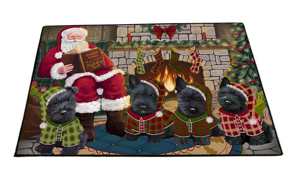 Christmas Cozy Holiday Tails Scottish Terriers Dog Floormat FLMS52749