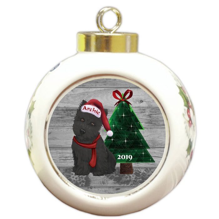 Custom Personalized Scottish Terrier Dog Glassy Classy Christmas Round Ball Ornament