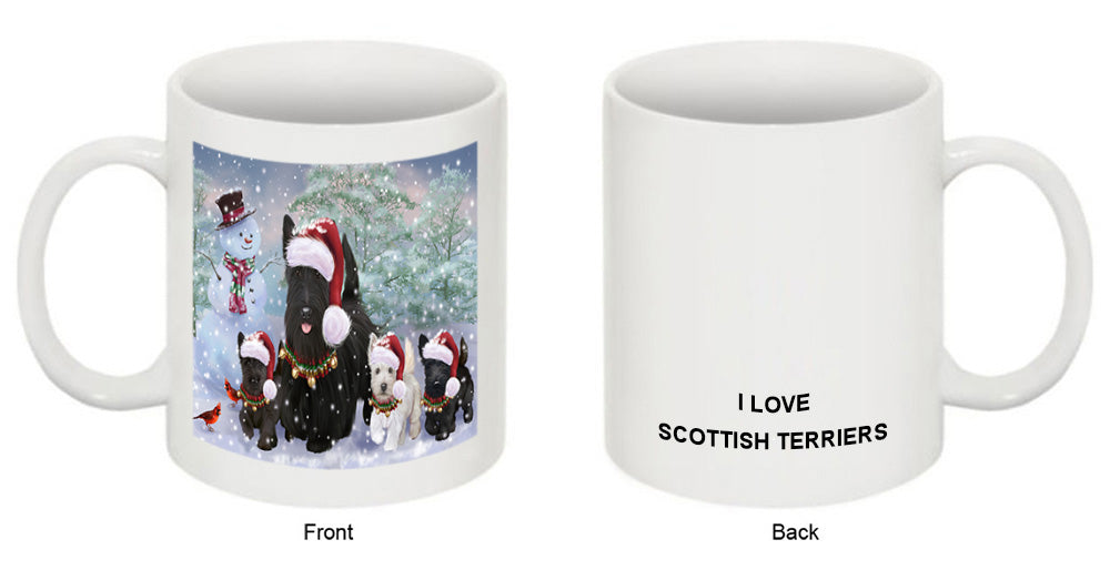 Christmas Running Family Scottish Terrier Dogs Coffee Mug MUG52534