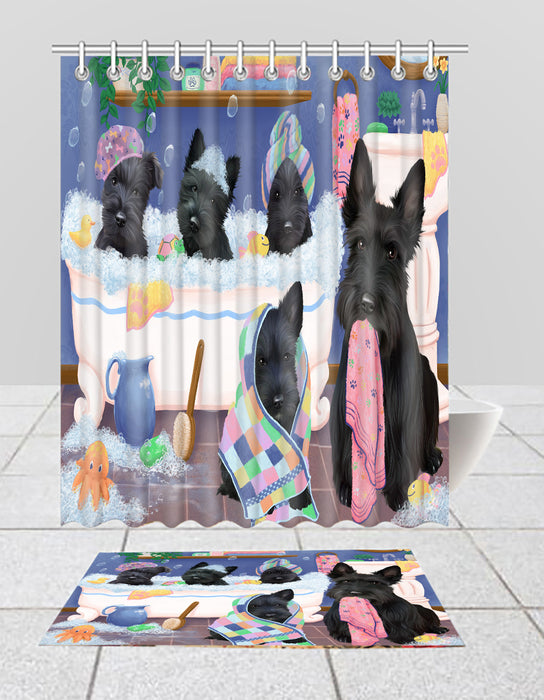 Rub A Dub Dogs In A Tub Scottish Terrier Dogs Bath Mat and Shower Curtain Combo
