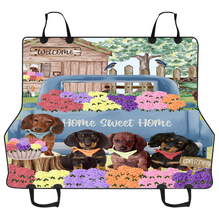 Rhododendron Home Sweet Home Garden Blue Truck Dachshund Dog Pet Back Car Seat Cover