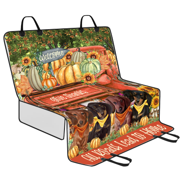 All Roads Lead to Home Orange Truck Harvest Fall Pumpkin Dachshund Dog Pet Back Car Seat Cover