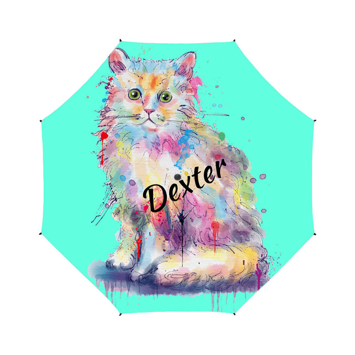 Custom Pet Name Personalized Watercolor Selkirk Rex CatSemi-Automatic Foldable Umbrella