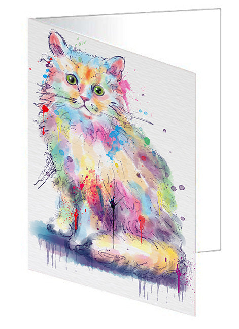 Watercolor Selkirk Rex Cat Handmade Artwork Assorted Pets Greeting Cards and Note Cards with Envelopes for All Occasions and Holiday Seasons GCD79130