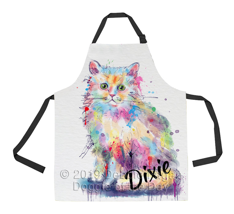Custom Pet Name Personalized Watercolor Selkirk Rex Cat Apron