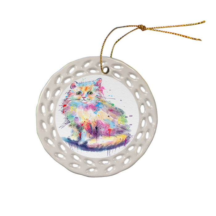 Watercolor Selkirk Rex Cat Doily Ornament DPOR58152