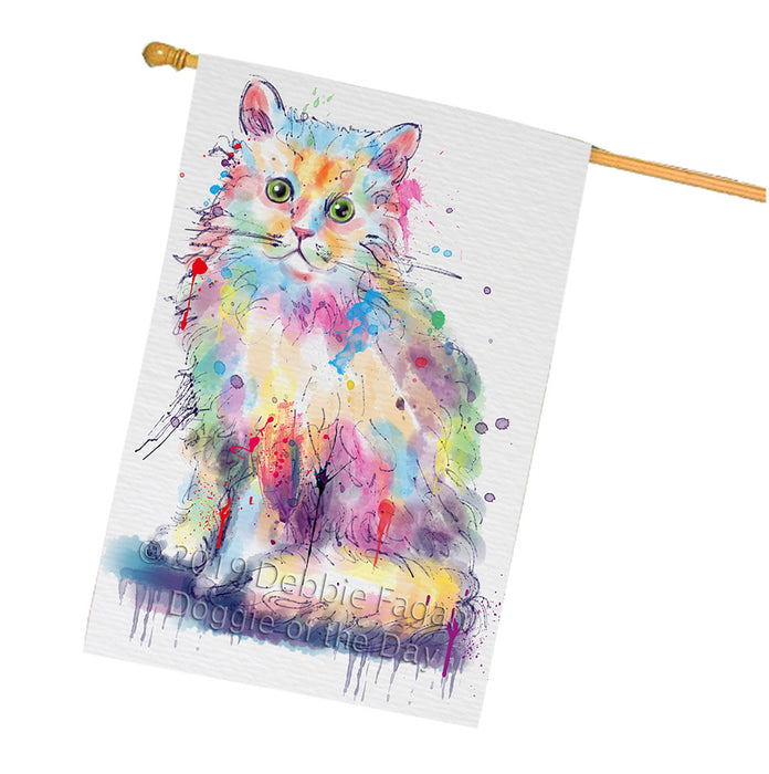 Watercolor Selkirk Rex Cat House Flag FLG66184