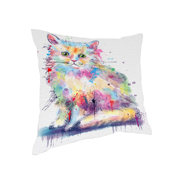 Watercolor Selkirk Rex Cat Pillow with Top Quality High-Resolution Images - Ultra Soft Pet Pillows for Sleeping - Reversible & Comfort - Ideal Gift for Dog Lover - Cushion for Sofa Couch Bed - 100% Polyester