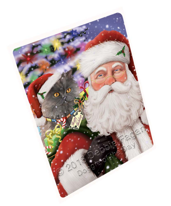 Santa Carrying Selkirk Rex Cat and Christmas Presents Cutting Board C71712