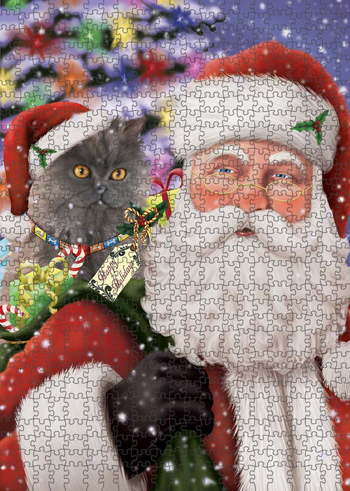 Santa Carrying Selkirk Rex Cat and Christmas Presents Puzzle  PUZL90304