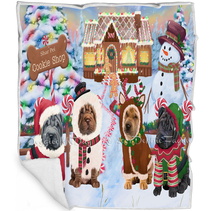 Holiday Gingerbread Cookie Shop Shar Peis Dog Blanket BLNKT128982