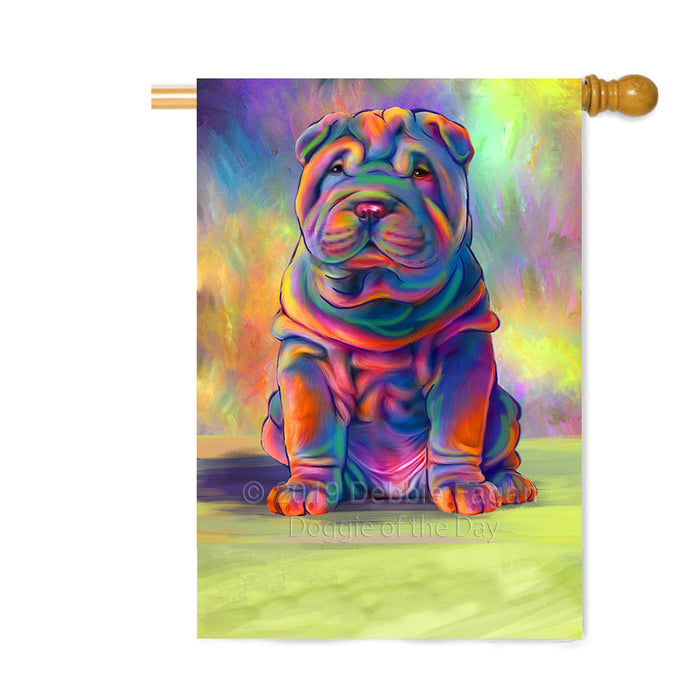 Personalized Paradise Wave Shar Pei Dog Custom House Flag FLG-DOTD-A60131
