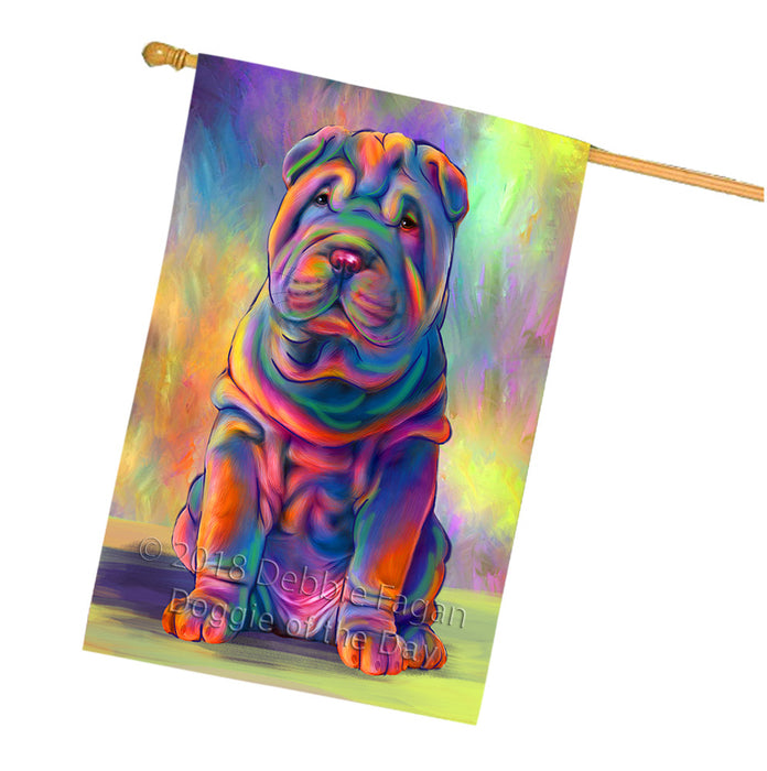 Paradise Wave Shar-Pei Dog House Flag FLG57418