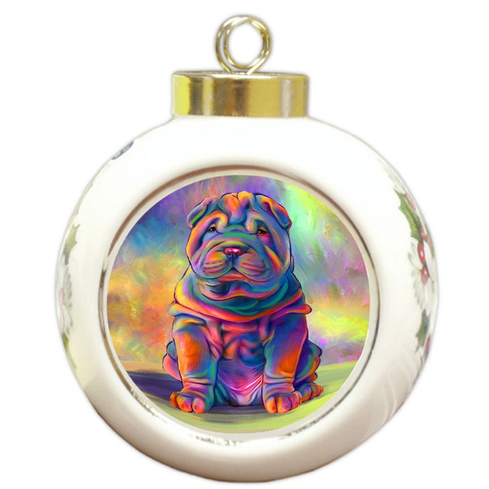 Paradise Wave Shar-Pei Dog Round Ball Christmas Ornament RBPOR57090