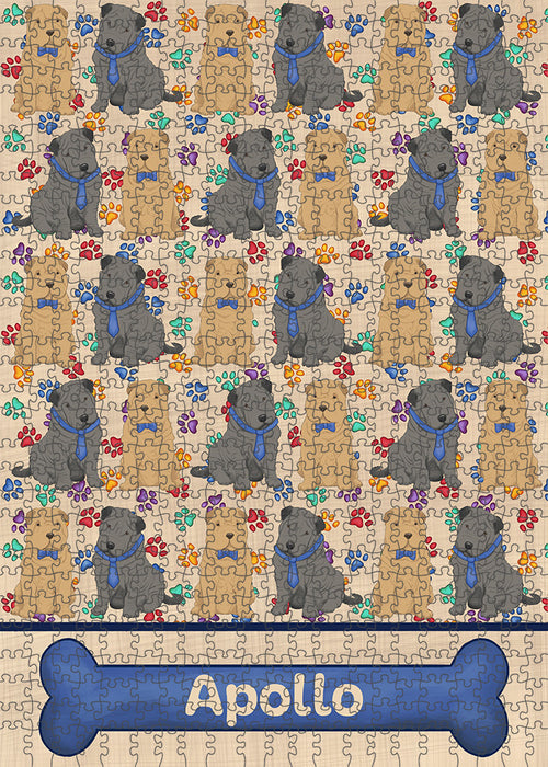 Rainbow Paw Print Shar Pei Dogs Puzzle with Photo Tin PUZL98008