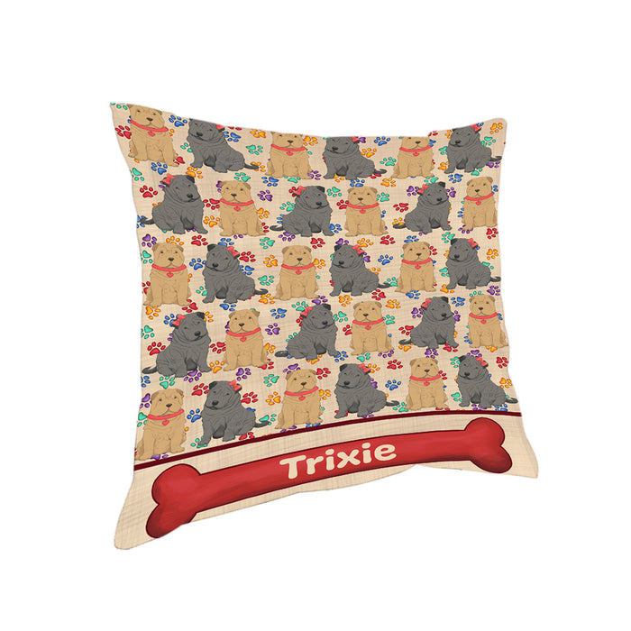 Rainbow Paw Print Shar Pei Dogs Pillow PIL84396