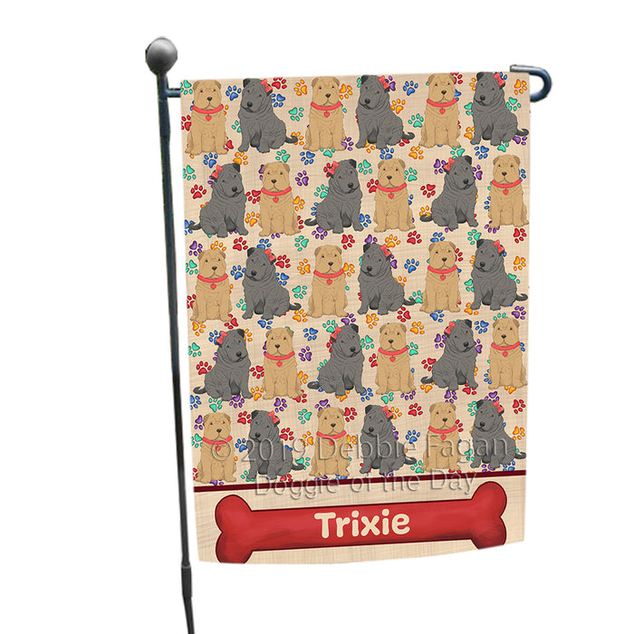 Rainbow Paw Print Shar Pei Dogs Garden Flag GFLG65323