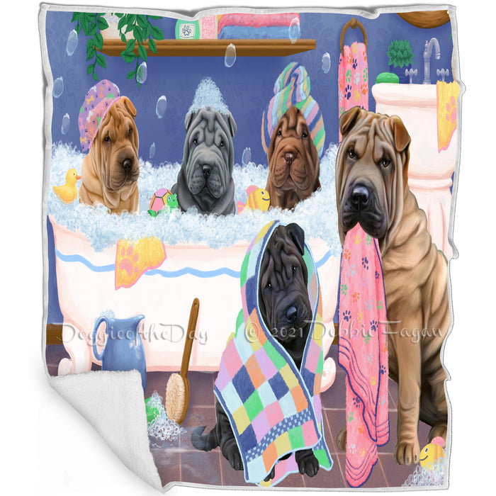 Rub A Dub Dogs In A Tub Shar Peis Dog Blanket BLNKT130809