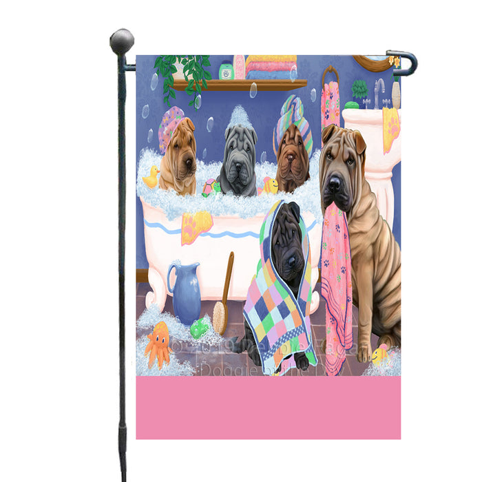 Personalized Rub A Dub Dogs In A Tub Shar Pei Dogs Custom Garden Flag GFLG64907