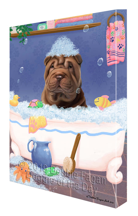 Rub A Dub Dog In A Tub Shar Pei Dog Canvas Print Wall Art Décor CVS143486