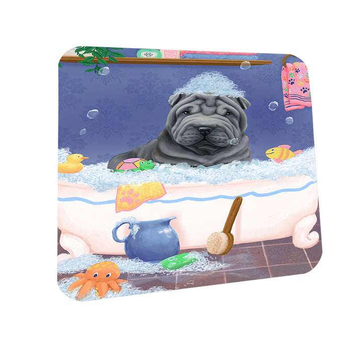 Rub A Dub Dog In A Tub Shar Pei Dog Coasters Set of 4 CST57397