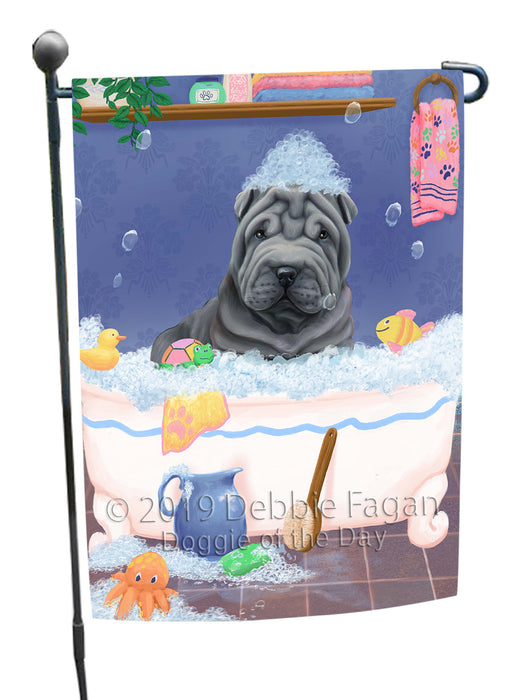 Rub A Dub Dog In A Tub Shar Pei Dog Garden Flag GFLG66295