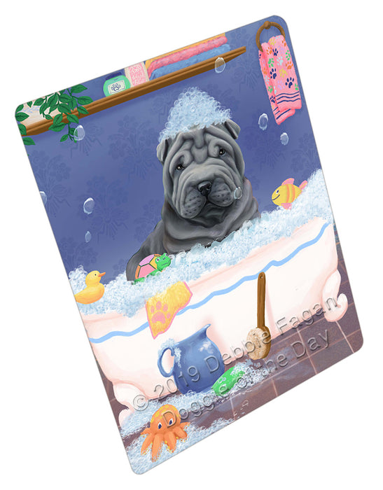 Rub A Dub Dog In A Tub Shar Pei Dog Cutting Board - For Kitchen - Scratch & Stain Resistant - Designed To Stay In Place - Easy To Clean By Hand - Perfect for Chopping Meats, Vegetables, CA81844