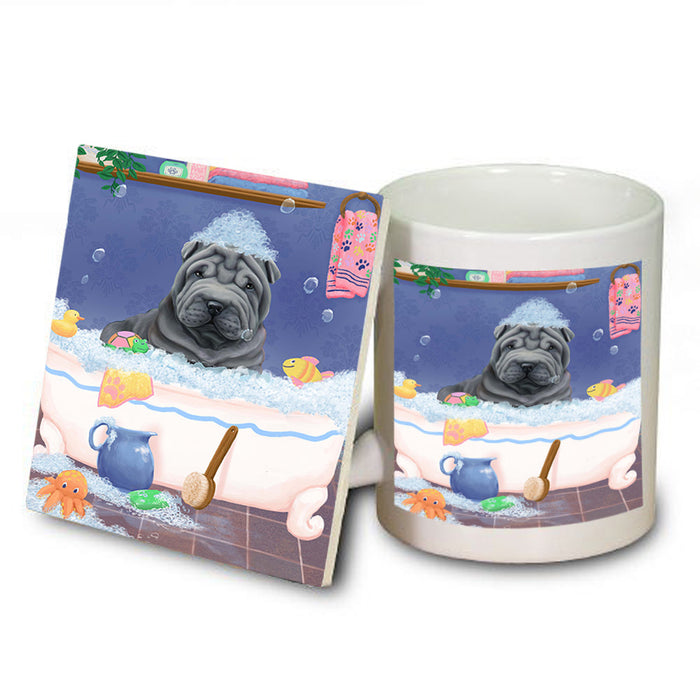Rub A Dub Dog In A Tub Shar Pei Dog Mug and Coaster Set MUC57431