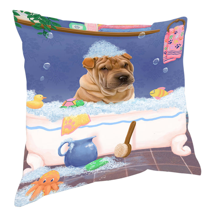 Rub A Dub Dog In A Tub Shar Pei Dog Pillow with Top Quality High-Resolution Images - Ultra Soft Pet Pillows for Sleeping - Reversible & Comfort - Ideal Gift for Dog Lover - Cushion for Sofa Couch Bed - 100% Polyester, PILA90775