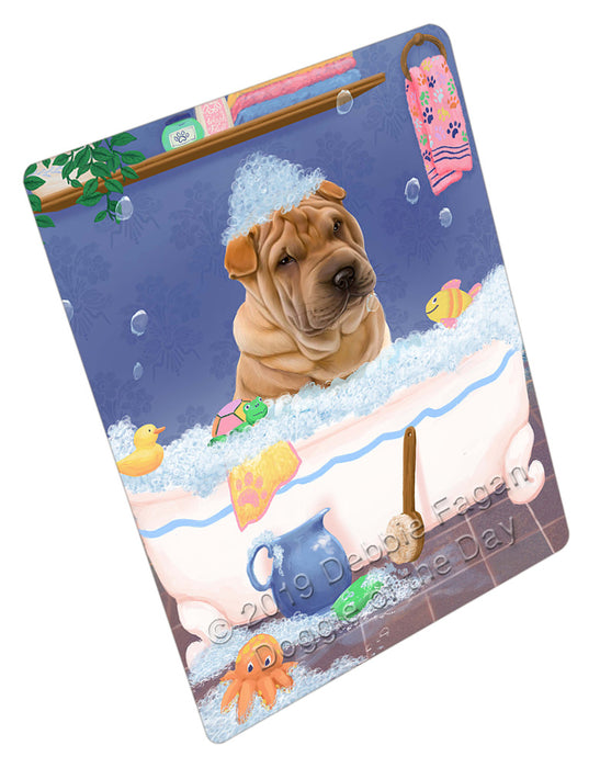 Rub A Dub Dog In A Tub Shar Pei Dog Cutting Board - For Kitchen - Scratch & Stain Resistant - Designed To Stay In Place - Easy To Clean By Hand - Perfect for Chopping Meats, Vegetables, CA81846