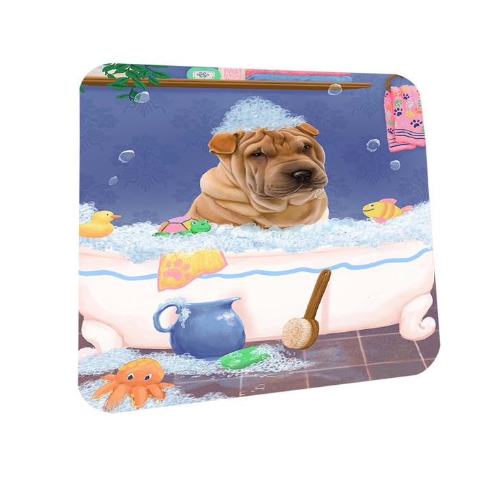 Rub A Dub Dog In A Tub Shar Pei Dog Coasters Set of 4 CST57398