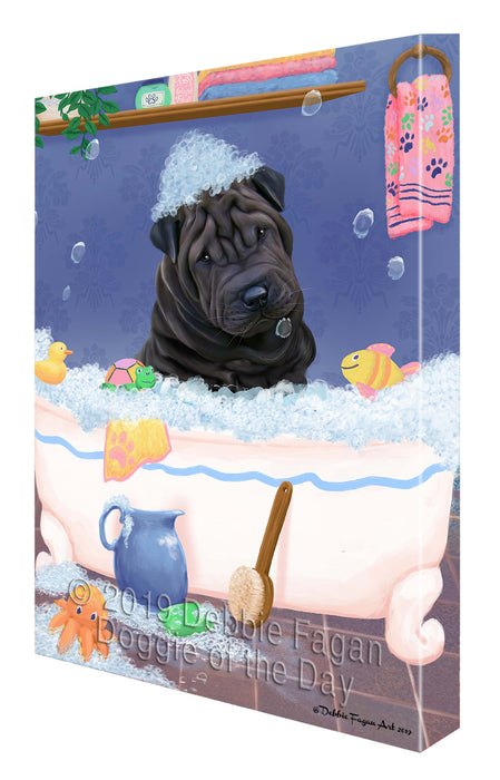 Rub A Dub Dog In A Tub Shar Pei Dog Canvas Print Wall Art Décor CVS143477