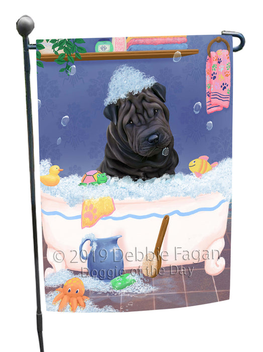 Rub A Dub Dog In A Tub Shar Pei Dog Garden Flag GFLG66297