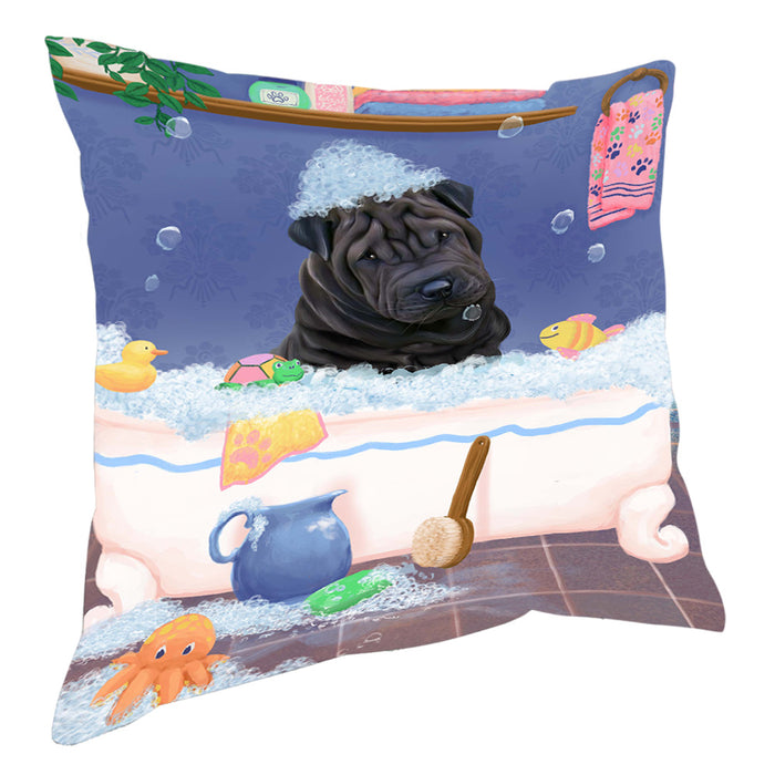 Rub A Dub Dog In A Tub Shar Pei Dog Pillow with Top Quality High-Resolution Images - Ultra Soft Pet Pillows for Sleeping - Reversible & Comfort - Ideal Gift for Dog Lover - Cushion for Sofa Couch Bed - 100% Polyester, PILA90778